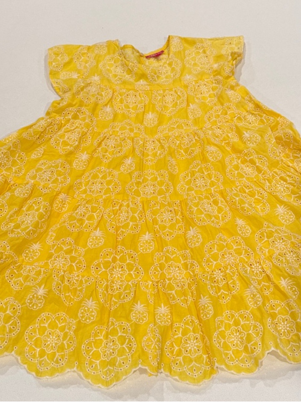 Biba Yellow Eyelet Floral Casual Dress